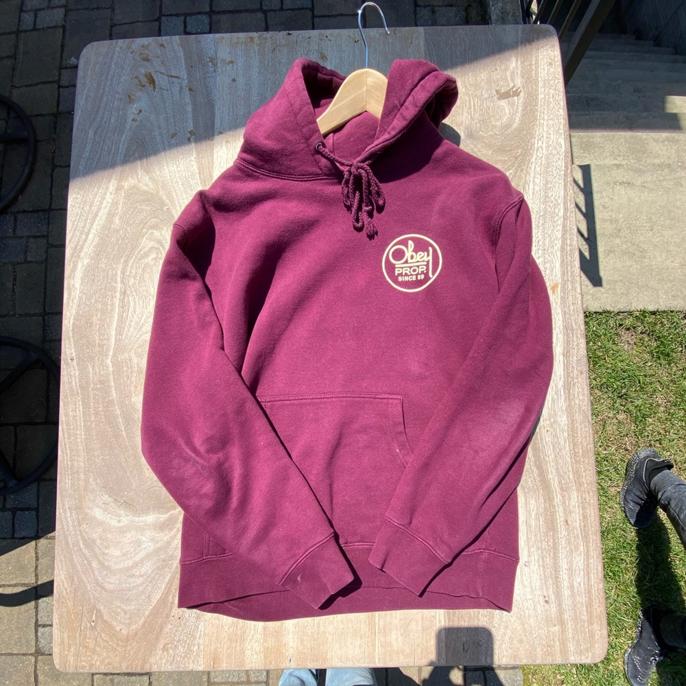 Men’s Maroon Obey Hoodie (Size Medium)